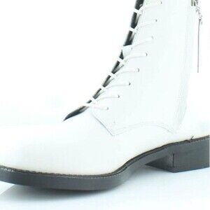 Sam Edelman Women's Nina Bright White Leather Lace Up Side Zip Combat Boots 7